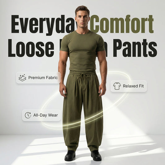 Weite Herrenhose mit Kordelzug in der Taille