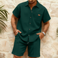Set aus kurzärmeligem Hemd und Shorts aus Waffelpiqué für Herren