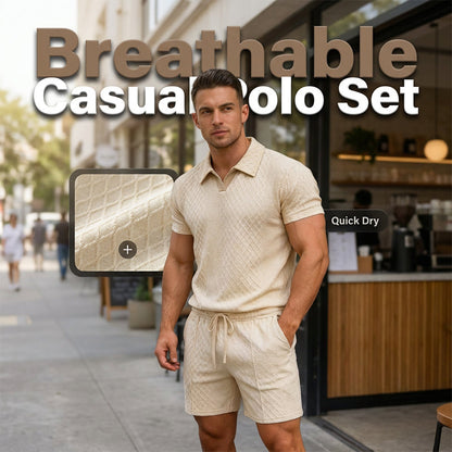 Jacquard-Set aus T-Shirt und Shorts für Herren