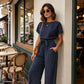 Eleganter Jumpsuit für Damen mit Polka-Dots und weitem Bein
