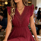 👗🌸 Elegantes V-Ausschnitt-Spitzenkleid mit Rüschenärmeln
