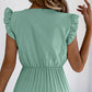👗🌸 Elegantes V-Ausschnitt-Spitzenkleid mit Rüschenärmeln