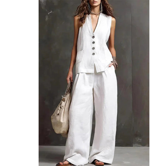2-teiliges Set aus ärmellosem Top und Hose für Damen