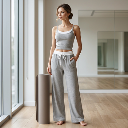 Wide-Leg-Sweatpants und Tanktop-Outfit