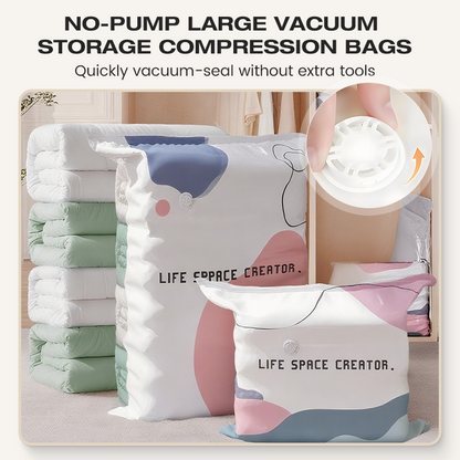 🛏️ Pumpenfreie Vakuum-Kompressionsbeutel – Spart bis zu 80% Stauraum für Bettwäsche, Kleidung & Reise