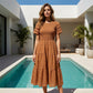 Solid-Color Hollow Elegant Long Dress