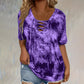 Tie-Dye-T-Shirt für Damen mit Schnürung und V-Ausschnitt