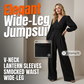 💥 2026 TREND ✨ Chic Palazzo Jumpsuit mit langen Ärmeln 👗 femininer V-Ausschnitt & edler Look für Tag & Abend