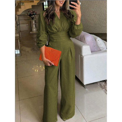 💥 2026 TREND ✨ Chic Palazzo Jumpsuit mit langen Ärmeln 👗 femininer V-Ausschnitt & edler Look für Tag & Abend