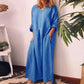 Lässiges, locker sitzendes Maxikleid aus Baumwolle und Leinen für Damen