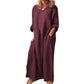 Lässiges, locker sitzendes Maxikleid aus Baumwolle und Leinen für Damen