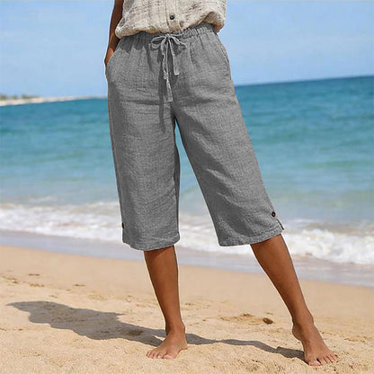 ✨ Modische Caprihose mit Knopfdekor, atmungsaktiv & formstabil