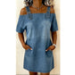 👗✨ Bequemes verstellbares Denim-Kleid mit praktischen Taschen.
