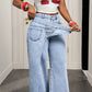 👖✨ Asymmetrische Jeans mit weitem Bein – bequem und vielseitig.