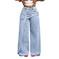 👖✨ Asymmetrische Jeans mit weitem Bein – bequem und vielseitig.