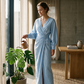 👗✨ Elegantes Maxi-Wickelkleid mit V-Ausschnitt
