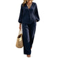 👚👖 Elegantes V-Ausschnitt-Set mit Taschen