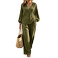 👚👖 Elegantes V-Ausschnitt-Set mit Taschen