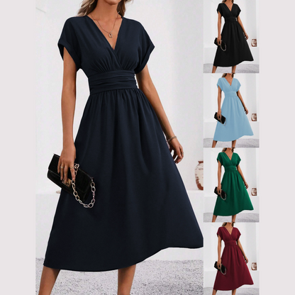 👗✨ Tailliertes V-Ausschnitt-Kleid – leicht und elegant