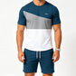 👕Herren 2-Teiler Freizeit-Set | Colorblock T-Shirt & Shorts für Alltag & Sport 🌿