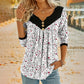 🌸✨ Vintage Blumenprint-Langarm-T-Shirt mit V-Ausschnitt
