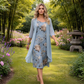 🌺👗 Leichtes Blumen-Midikleid-Set mit Strickjacke