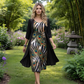 🌺👗 Leichtes Blumen-Midikleid-Set mit Strickjacke