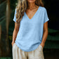 👕☀️🌿 BEFRISTETES ANGEBOT 50% RABATT! Damen V-Ausschnitt T-Shirt für den Sommer – Weiche, atmungsaktive leichte Baumwollmischung – Perfekt für lässige Tage, Besorgungen oder entspannte Wochenendmorgen 🌸😌