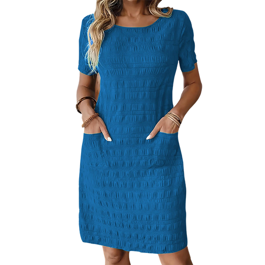 👗🌿 Luftiges Sommerkleid mit Rundhalsausschnitt und praktischen Taschen