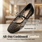 Damen Französische Mesh-Flats mit Schleife