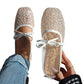 Damen Französische Mesh-Flats mit Schleife