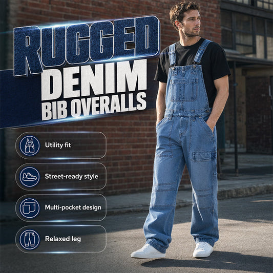 👖 Klassischer Jeansoverall für Herren mit verstellbaren Trägern