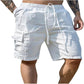 Atmungsaktive Herren-Shorts aus Baumwolle und Leinen mit mehreren Taschen