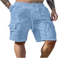 Atmungsaktive Herren-Shorts aus Baumwolle und Leinen mit mehreren Taschen