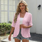 Damen Halbarm-Ösen-Strick-Rüschen-Cardigan