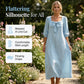 👗🌸 Midikleid für Damen mit Schleife und quadratischem Ausschnitt