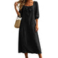 👗🌸 Midikleid für Damen mit Schleife und quadratischem Ausschnitt
