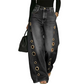 💃 Damen Weite-Bein-Jeans mit Ösen – Hochsitzende Passform, streckende weite Beine & silberfarbene Ösenakzente. Ein vintage-inspiriertes Grundstück mit moderner Haltung 🌿