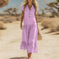 🌸 Maxikleid für Damen mit V-Ausschnitt & Knöpfen – Locker, Feminin & Elegant, Rüschen am Saum, Atmungsaktiv, Passend für Jeden, S-3XL, 10 Farben ✨