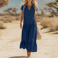 🌸 Maxikleid für Damen mit V-Ausschnitt & Knöpfen – Locker, Feminin & Elegant, Rüschen am Saum, Atmungsaktiv, Passend für Jeden, S-3XL, 10 Farben ✨