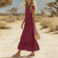 🌸 Maxikleid für Damen mit V-Ausschnitt & Knöpfen – Locker, Feminin & Elegant, Rüschen am Saum, Atmungsaktiv, Passend für Jeden, S-3XL, 10 Farben ✨