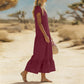 🌸 Maxikleid für Damen mit V-Ausschnitt & Knöpfen – Locker, Feminin & Elegant, Rüschen am Saum, Atmungsaktiv, Passend für Jeden, S-3XL, 10 Farben ✨