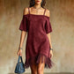 ⏰ Letzte Welle – Lager fast leer – 50% endet jederzeit！Damen Off-Shoulder-Träger-Fransenkleid