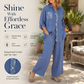 ✨👖 Pailletten-Bluse und weite Hose – elegantes Set
