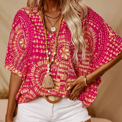 🌺 Neuheiten – V-Ausschnitt-Top mit Blumenprint – leicht und luftig für den Urlaub 🌿