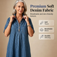 👗 Damen-Jeanshemdkleid 🤍mit umgeschlagenem Kragen und bequemer Passform für die Arbeit