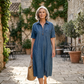 👗 Damen-Jeanshemdkleid 🤍mit umgeschlagenem Kragen und bequemer Passform für die Arbeit