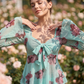🔥Sommer-Bestseller🔥🌸 Bluse mit Blumenmuster, quadratischem Ausschnitt und Bindeband vorne