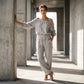 Neu eingetroffen✨🌸 Eleganter schulterfreier Jumpsuit mit weitem Bein