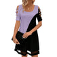 ⌛Limited-Time Offer-Women's Color-Block Crew-Neck Midi Dress with Mesh Hem